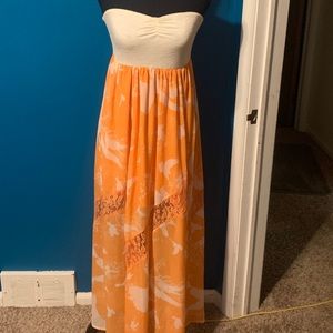Fire Los Angeles orange tube dress w/flowy skirt